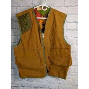 Vintage SafTbak Vest Shooting Bird Hunting w Game Pouch Brown